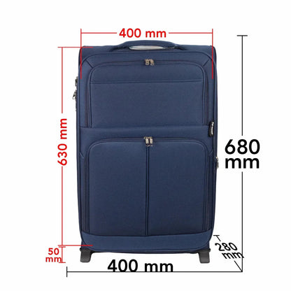 Troler voiaj Mediu, Naimeed D5976, 2 roti, material textil, inchidere cifru, Albastru, 40x28x63cm