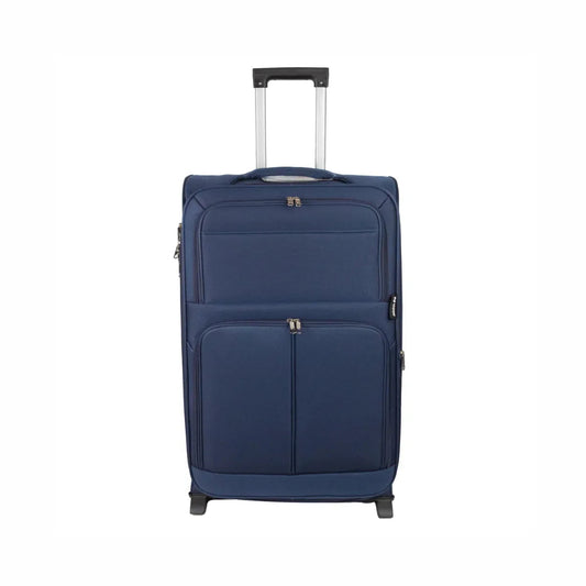 Troler voiaj Mic, Naimeed D5976, 2 roti, material textil, inchidere cifru, Albastru, 35.5x26x52cm