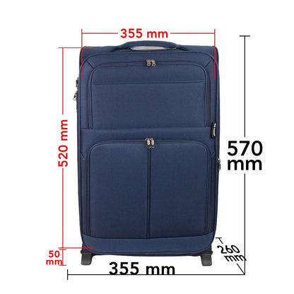 Troler voiaj Mic, Naimeed D5976, 2 roti, material textil, inchidere cifru, Albastru, 35.5x26x52cm