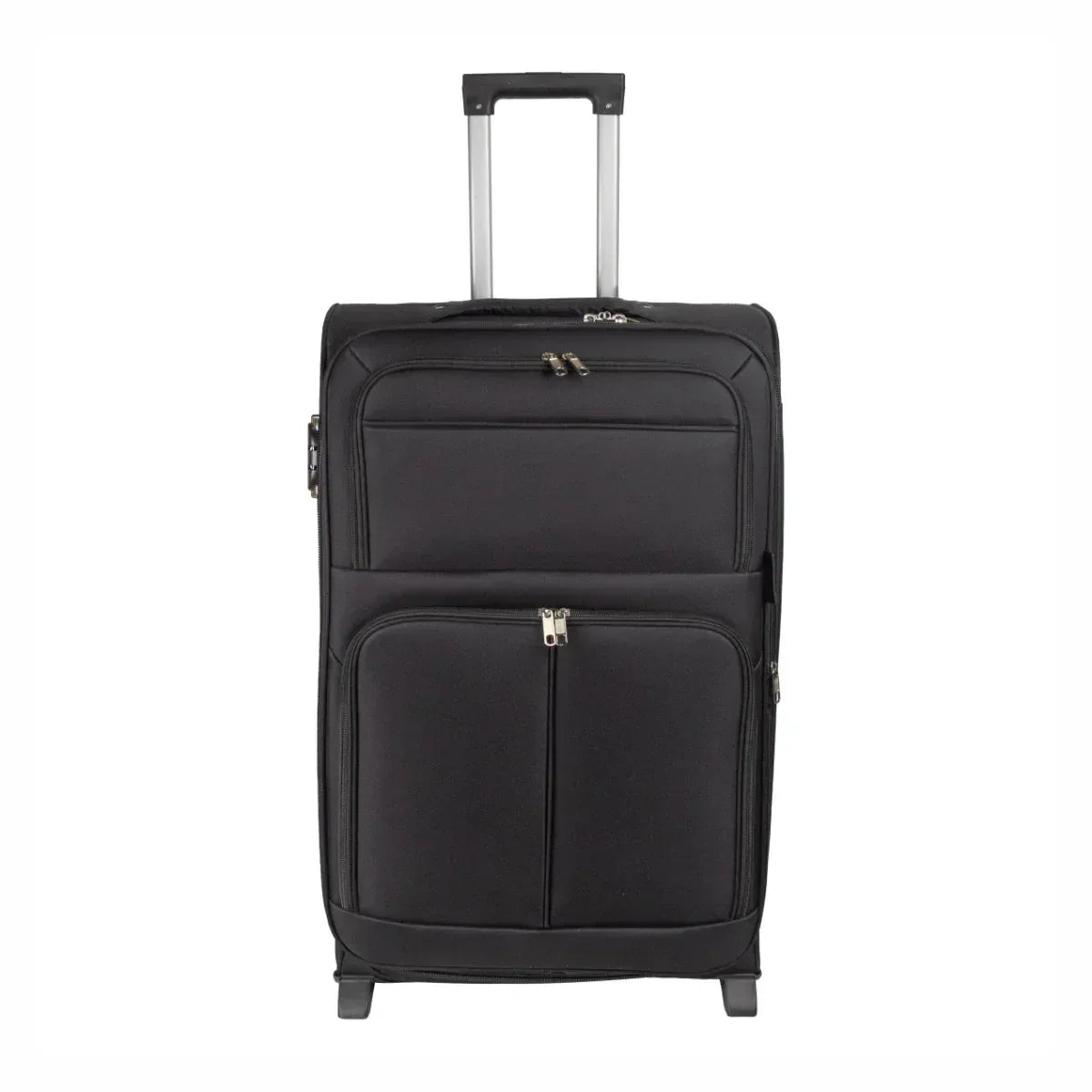 Troler voiaj Mare, Naimeed D5978, 2 roti, material textil, inchidere cifru, Negru, 45x30x73cm
