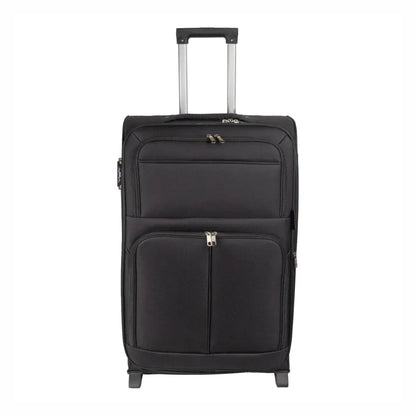 Troler voiaj Mare, Naimeed D5978, 2 roti, material textil, inchidere cifru, Negru, 45x30x73cm