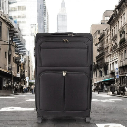Troler voiaj Mare, Naimeed D5978, 2 roti, material textil, inchidere cifru, Negru, 45x30x73cm