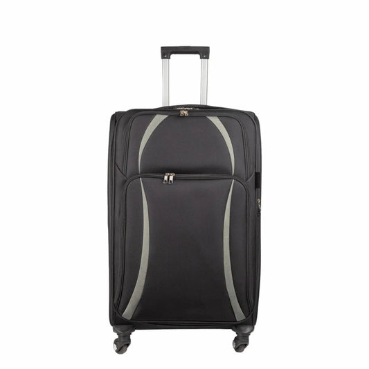 Troler voiaj Mic, Naimeed D5979, 4 roti, material textil, inchidere cifru, Negru, 35.5x26x52cm