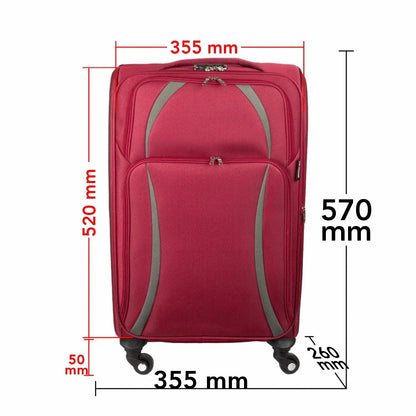 Troler voiaj Mic, Naimeed D5980, 4 roti, material textil, inchidere cifru, Rosu, 35.5x26x52cm