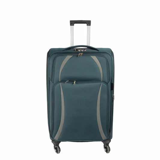 Troler voiaj Mic, Naimeed D5981, 4 roti, material textil, inchidere cifru, Verde, 35.5x26x52cm