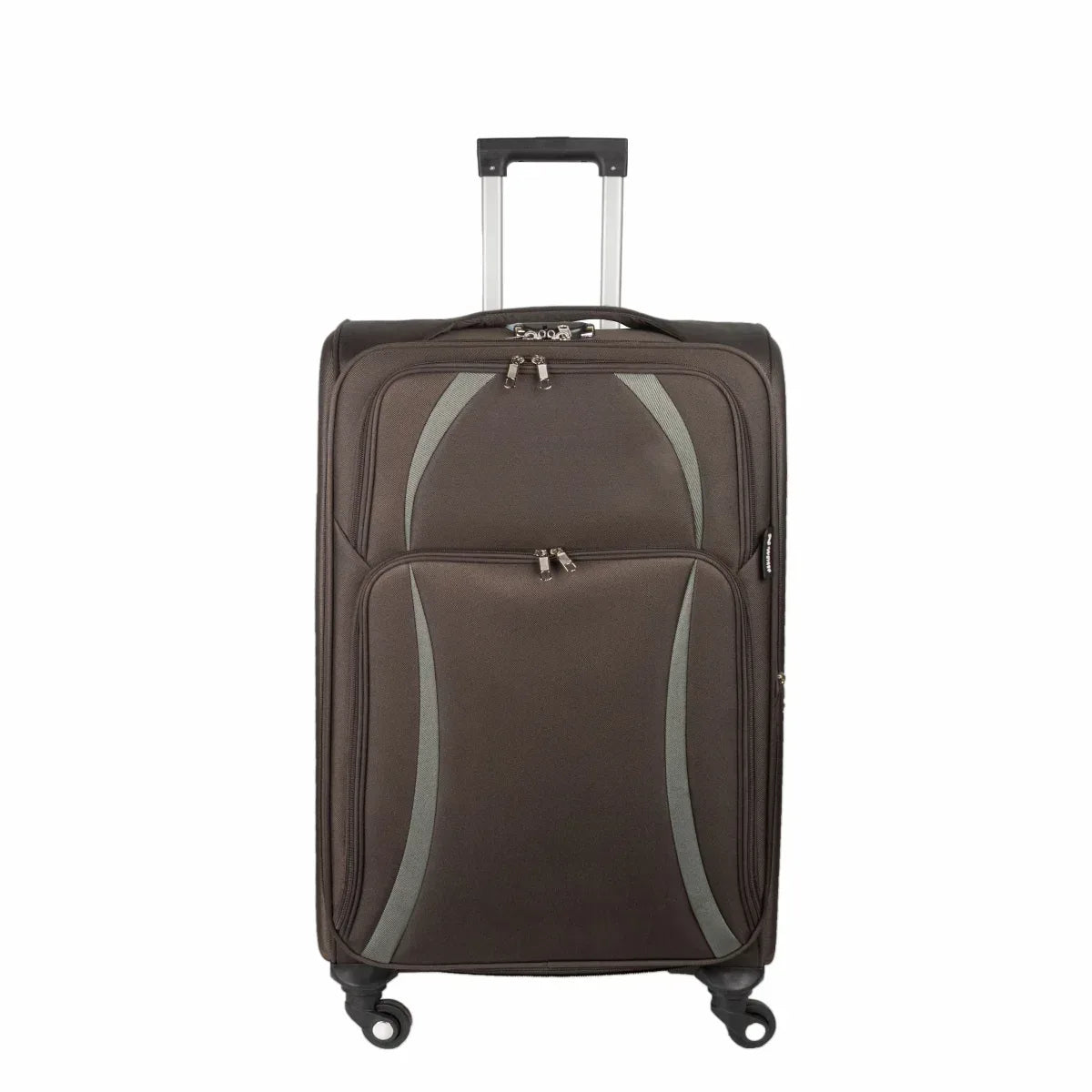 Troler voiaj Mic, Naimeed D5982, 4 roti, material textil, inchidere cifru, Maro, 35.5x26x52cm