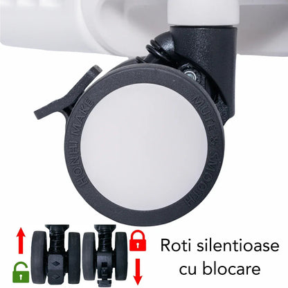 Troler, cabina avion, Naimeed D5989, Premium Voyage, fibra de carbon, port USB, compartiment pentru laptop, inchidere cifru, Alb, 49x34x24cm