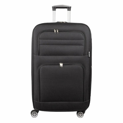 Troler voiaj Mare, Naimeed D5992, 4 roti, material textil, inchidere cifru, Negru, 47x30x73cm