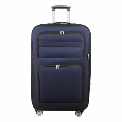 Troler voiaj Mare, Naimeed D5993, 4 roti, material textil, inchidere cifru, Albastru, 47x30x73cm