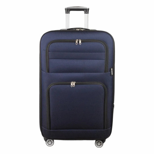 Troler voiaj Mare, Naimeed D5993, 4 roti, material textil, inchidere cifru, Albastru, 47x30x73cm