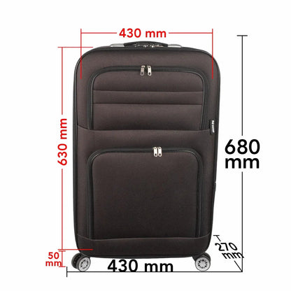 Troler voiaj Mediu, Naimeed D5995, 4 roti, material textil, inchidere cifru, Maro, 43x27x63cm