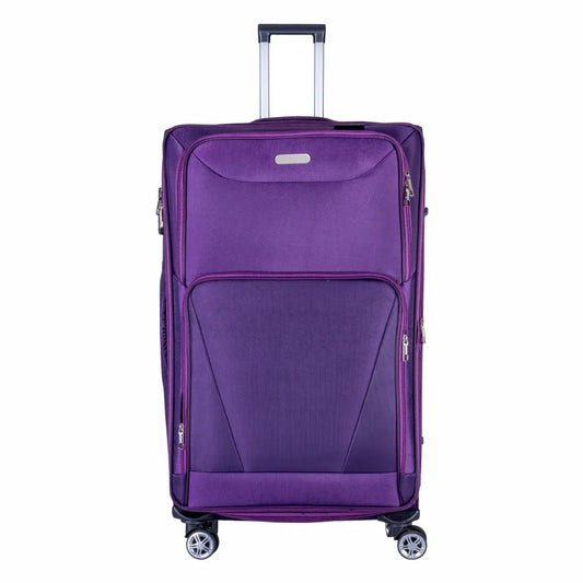 Troler voiaj Mare, Naimeed D5997, 4 roti duble 360 grade, material textil, inchidere cifru, Mov, 46x27x78cm