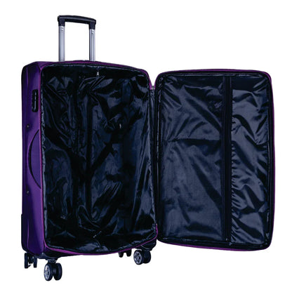 Troler voiaj Mediu, Naimeed D5997, 4 roti duble 360 grade, material textil, inchidere cifru, Mov, 41x23x68cm