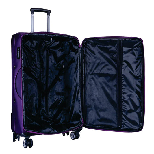 Troler voiaj Mediu, Naimeed D5997, 4 roti duble 360 grade, material textil, inchidere cifru, Mov, 41x23x68cm