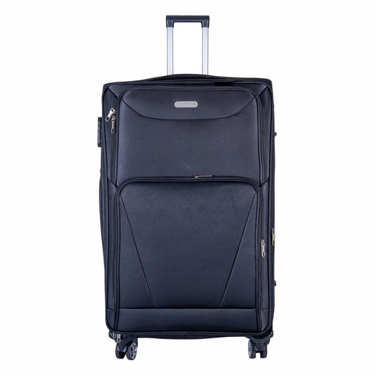Troler voiaj Mare, Naimeed D5998, 4 roti duble 360 grade, material textil, inchidere cifru, Negru, 46x27x78cm