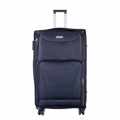 Troler voiaj Mediu, Naimeed D5998, 4 roti duble 360 grade, material textil, inchidere cifru, Negru, 41x23x68cm
