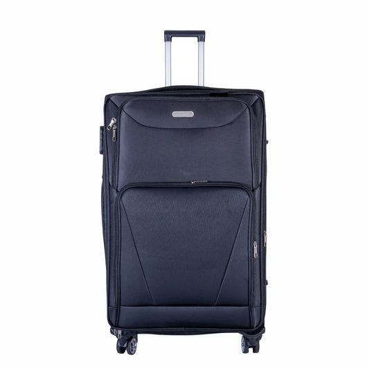 Troler voiaj Mediu, Naimeed D5998, 4 roti duble 360 grade, material textil, inchidere cifru, Negru, 41x23x68cm