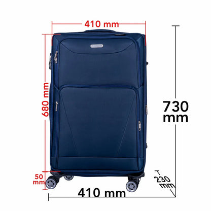 Troler voiaj Mediu, Naimeed D5999, 4 roti duble 360 grade, material textil, inchidere cifru, Albastru, 41x23x68cm