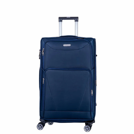 Troler voiaj Mic, Naimeed D5999, 4 roti duble 360 grade, material textil, inchidere cifru, Albastru, 35x21x58cm