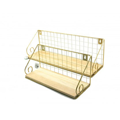 Set 2 etajere suspendate, Luminite Led, Auriu, Naimeed D60, 45x15x13 cm