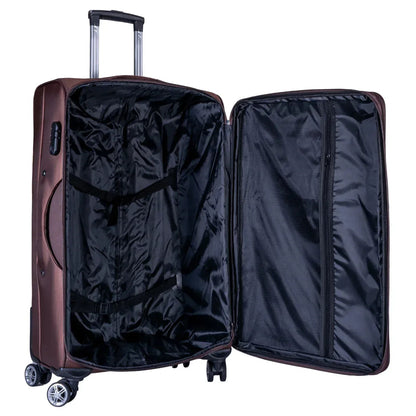 Troler voiaj Mic, Naimeed D6000, 4 roti duble 360 grade, material textil, inchidere cifru, Maro, 35x21x58cm