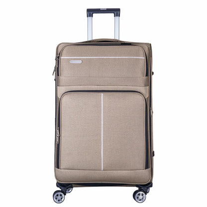 Troler voiaj Mare, Naimeed D6001, 4 roti duble 360 grade, material textil, inchidere cifru, Crem, 46x27x78cm