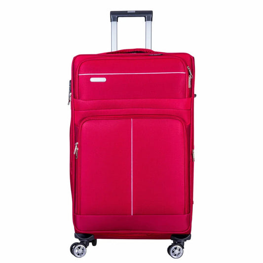 Troler voiaj Mare, Naimeed D6002, 4 roti duble 360 grade, material textil, inchidere cifru, Rosu, 46x27x78cm