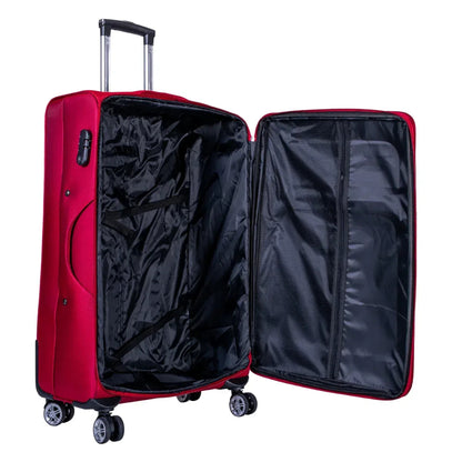 Troler voiaj Mic, Naimeed D6002, 4 roti duble 360 grade, material textil, inchidere cifru, Rosu, 35x21x58cm