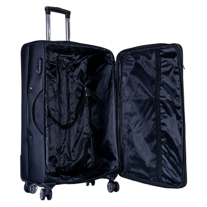 Troler voiaj Mic, Naimeed D6004, 4 roti duble 360 grade, material textil, inchidere cifru, Negru, 35x21x58cm
