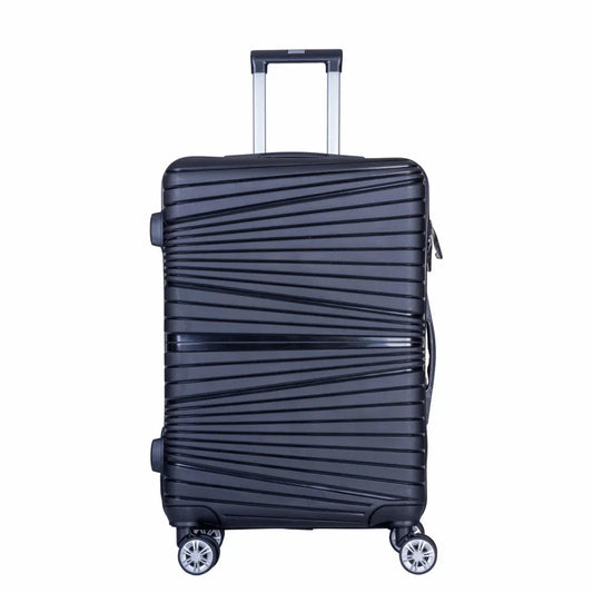 Troler voiaj Mediu, Naimeed D6005, 4 roti duble 360 grade, PP, inchidere cifru, Negru, 37x22x52cm