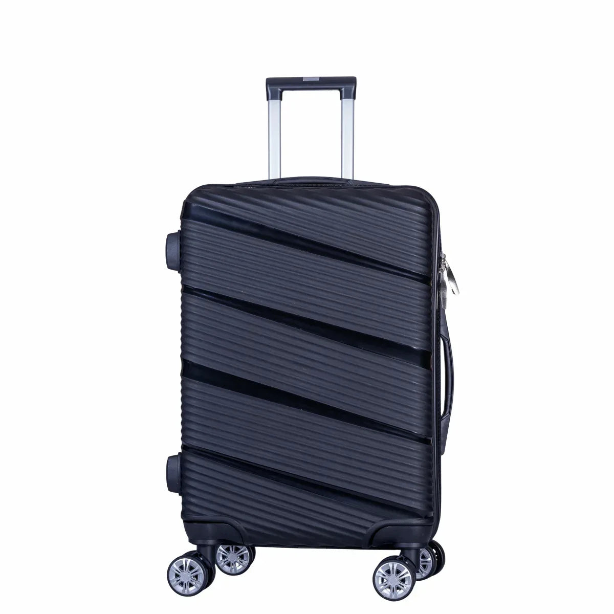 Troler voiaj Mic, Naimeed D6006, 4 roti duble 360 grade, PP, inchidere cifru, Negru, 33x20.5x45cm