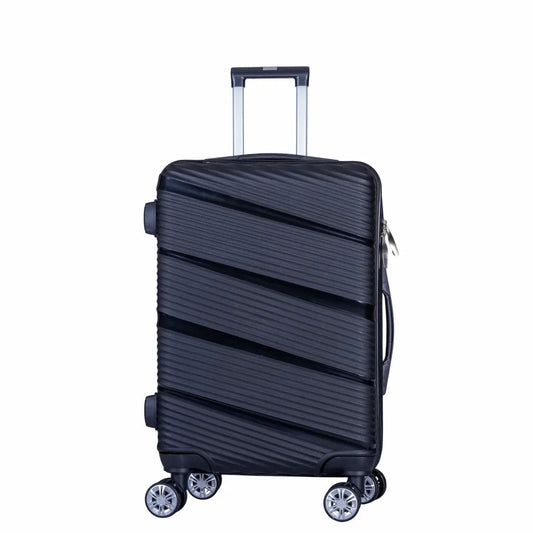 Troler voiaj Mic, Naimeed D6006, 4 roti duble 360 grade, PP, inchidere cifru, Negru, 33x20.5x45cm
