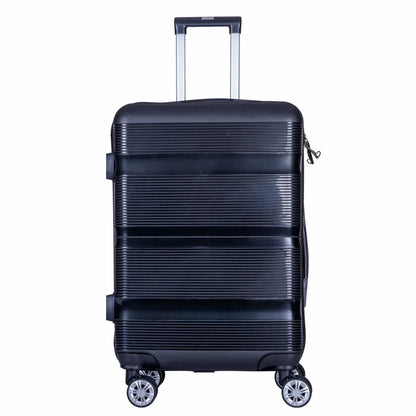 Troler voiaj Mare, Naimeed D6007, 4 roti duble 360 grade, PP, inchidere cifru, Negru, 47x25.5x67cm