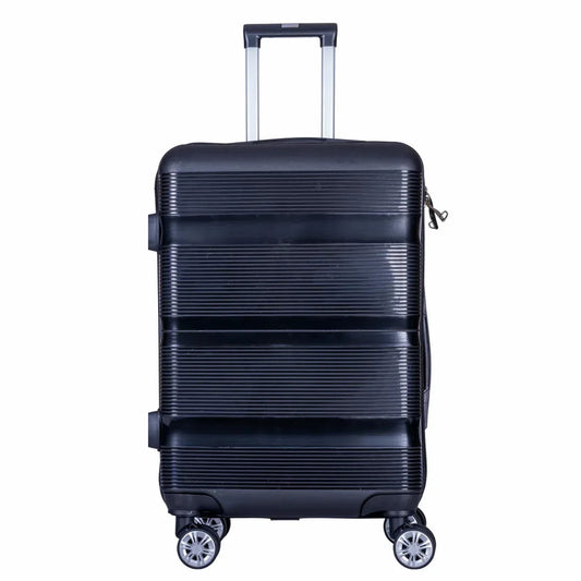 Troler voiaj Mare, Naimeed D6007, 4 roti duble 360 grade, PP, inchidere cifru, Negru, 47x25.5x67cm