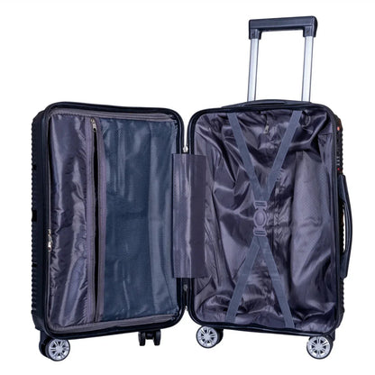 Troler voiaj Mare, Naimeed D6007, 4 roti duble 360 grade, PP, inchidere cifru, Negru, 47x25.5x67cm