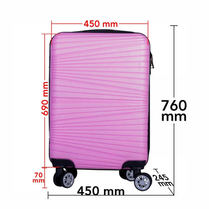 Troler voiaj Mare, Naimeed D6009, 4 roti duble 360 grade, PP, inchidere cifru, Roz, 45x24.5x69cm