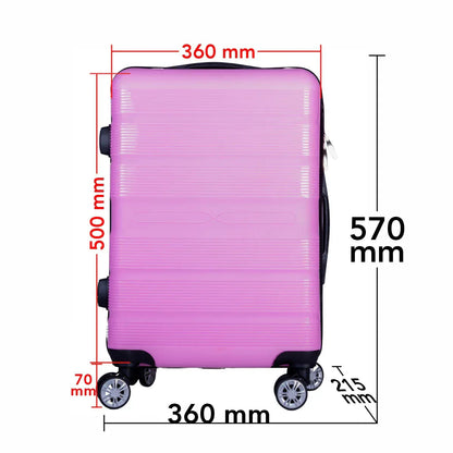 Troler voiaj Mic, Naimeed D6012, 4 roti duble 360 grade, PP, inchidere cifru, Roz, 36x21.5x50cm