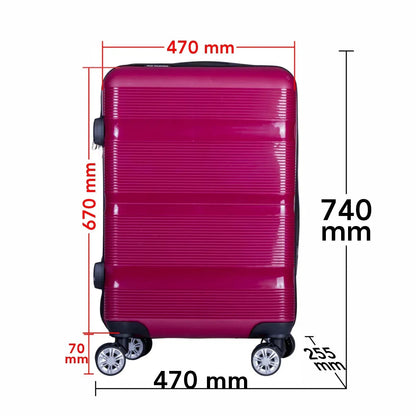 Troler voiaj Mare, Naimeed D6015, 4 roti duble 360 grade, PP, inchidere cifru, Visiniu, 47x25.5x67cm