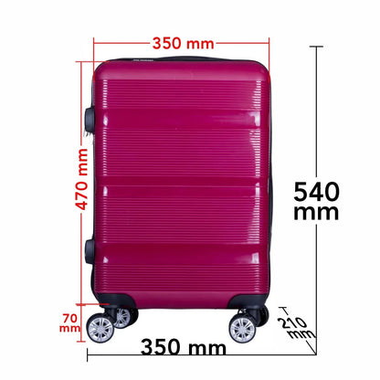 Troler voiaj Mic, Naimeed D6015, 4 roti duble 360 grade, PP, inchidere cifru, Visiniu, 35x21x47cm