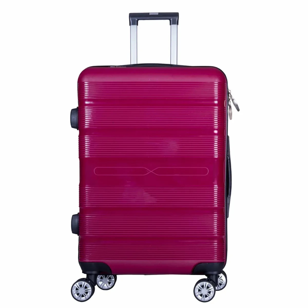 Troler voiaj Mare, Naimeed D6016, 4 roti duble 360 grade, PP, inchidere cifru, Visiniu, 49x26x70cm