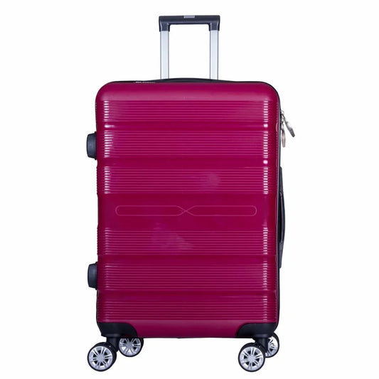 Troler voiaj Mare, Naimeed D6016, 4 roti duble 360 grade, PP, inchidere cifru, Visiniu, 49x26x70cm