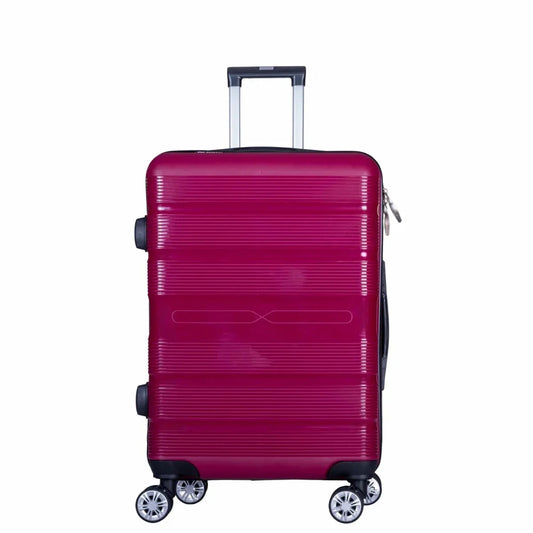 Troler voiaj Mic, Naimeed D6016, 4 roti duble 360 grade, PP, inchidere cifru, Visiniu, 36x21.5x50cm