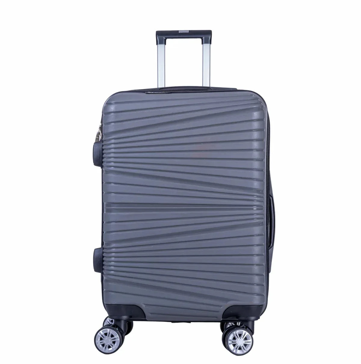 Troler voiaj Mediu, Naimeed D6017, 4 roti duble 360 grade, PP, inchidere cifru, Gri, 37x22x52cm