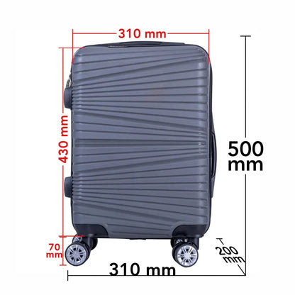 Troler voiaj Mic, Naimeed D6017, 4 roti duble 360 grade, PP, inchidere cifru, Gri, 31x20x43cm
