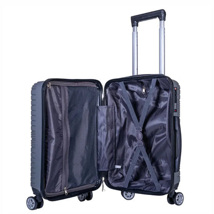 Troler voiaj Mediu, Naimeed D6020, 4 roti duble 360 grade, PP, inchidere cifru, Gri, 43x24x59cm