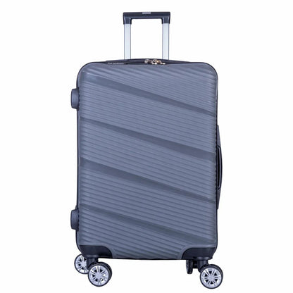 Troler voiaj Mare, Naimeed D6018, 4 roti duble 360 grade, PP, inchidere cifru, Gri, 46x25x64cm