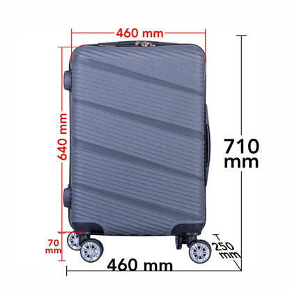 Troler voiaj Mare, Naimeed D6018, 4 roti duble 360 grade, PP, inchidere cifru, Gri, 46x25x64cm