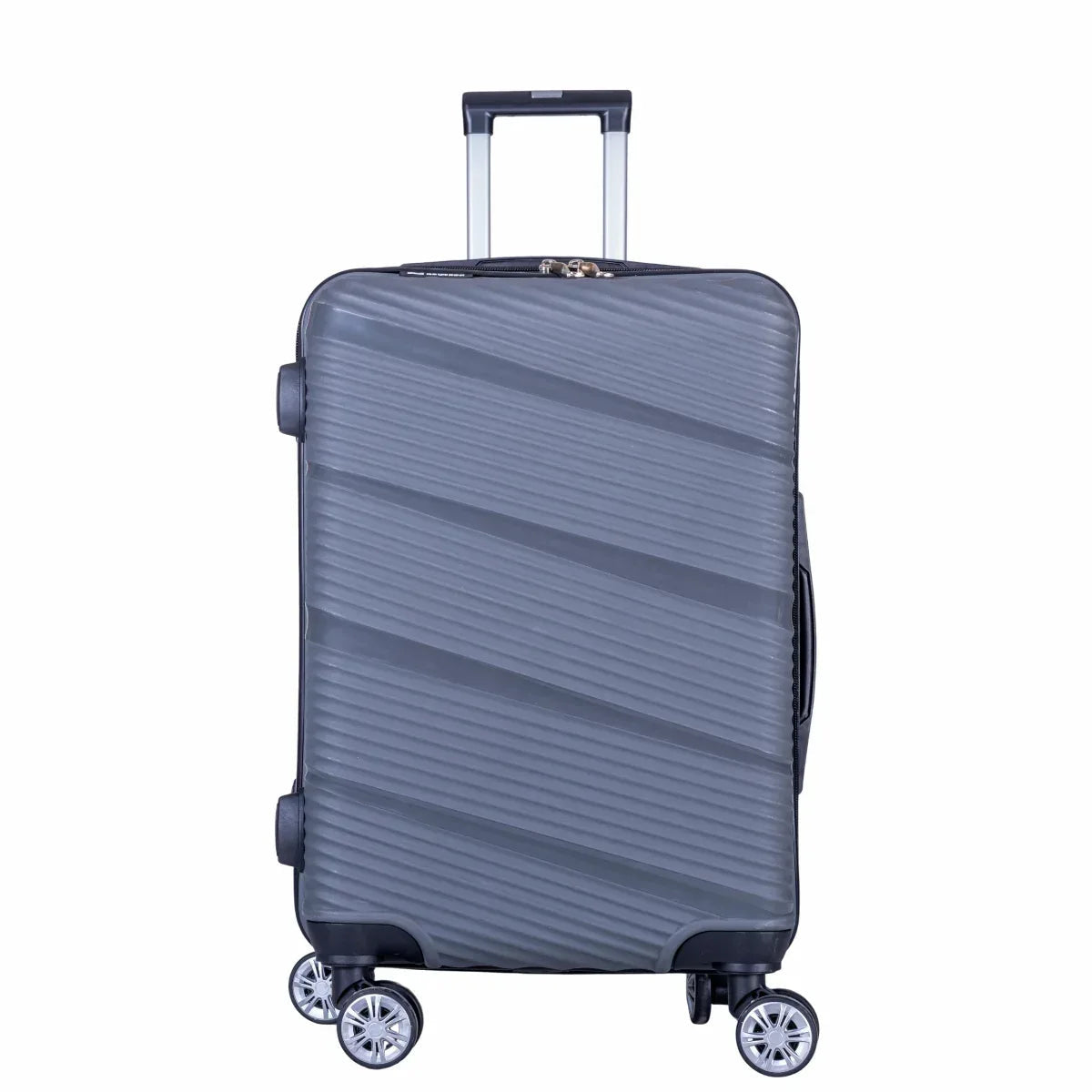Troler voiaj Mediu, Naimeed D6018, 4 roti duble 360 grade, PP, inchidere cifru, Gri, 39x22.5x54cm