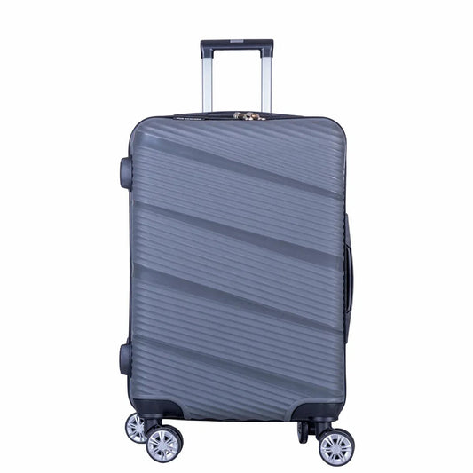 Troler voiaj Mediu, Naimeed D6018, 4 roti duble 360 grade, PP, inchidere cifru, Gri, 39x22.5x54cm