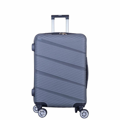 Troler voiaj Mic, Naimeed D6018, 4 roti duble 360 grade, PP, inchidere cifru, Gri, 33x20.5x45cm